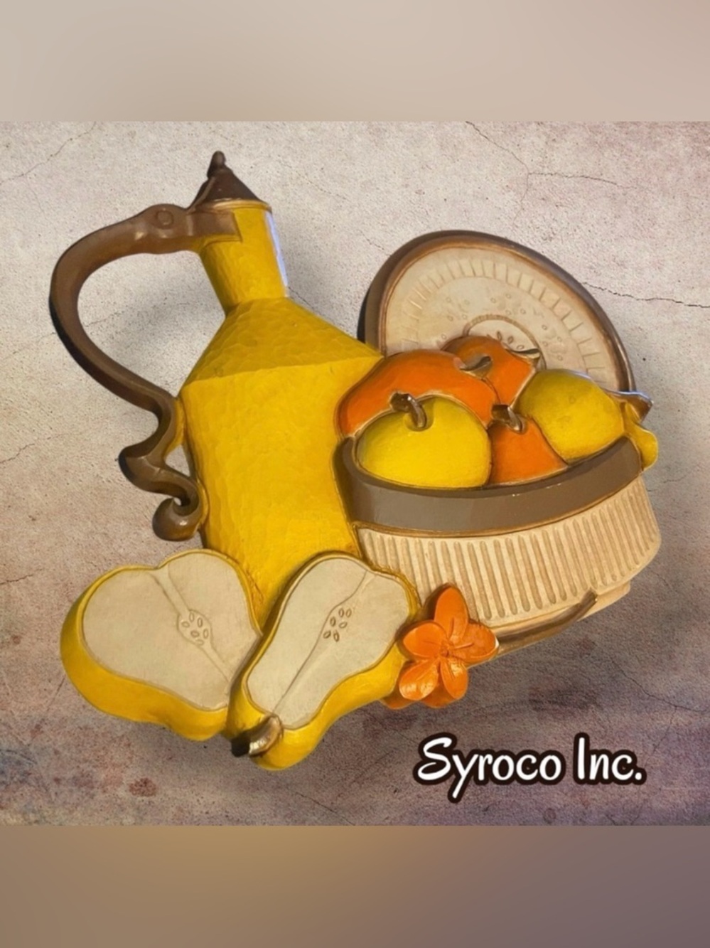 Retro Fruit Resin Wall Art Decor Syroco Homco #7610-A, Vintage Kitchen Decor MCM